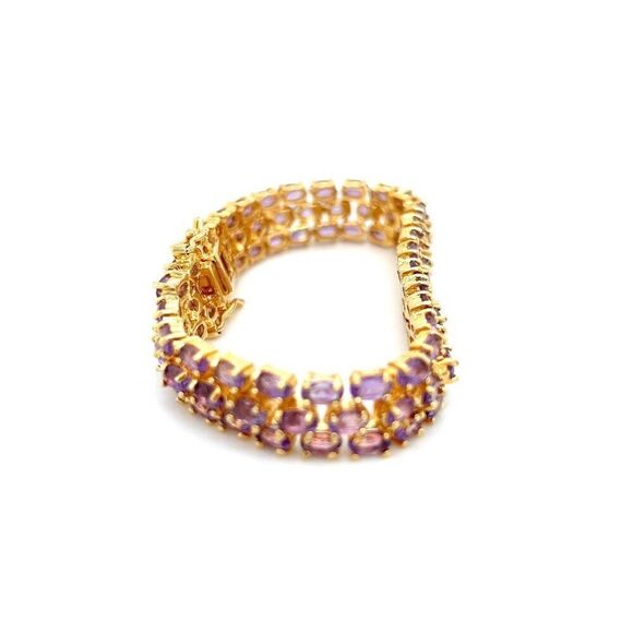 3-Rows Amethysts Bracelet - Picture 3 of 7
